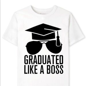Boys Graduation Boss Graphic Tee - White